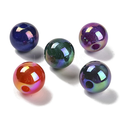UV Plating Opaque Rainbow Iridescent Acrylic Beads SACR-R001-15A-1