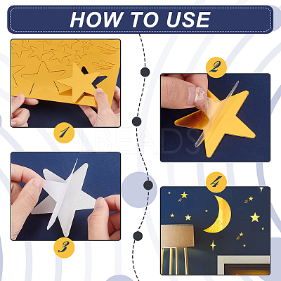 Star Acrylic Mirror Wall Stickers DIY-PH0017-37A-1