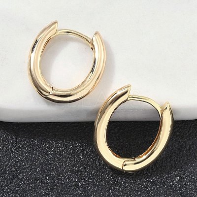 Oval Brass Hoop Earrings EJEW-D320-09G-1