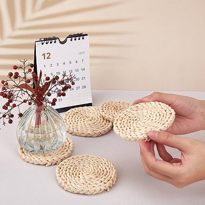 Handmade Corn Straw Woven Placemats AJEW-WH0016-79-1