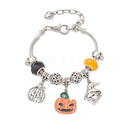 Halloween Alloy Enamel Charm Bracelets BJEW-JB12008-1