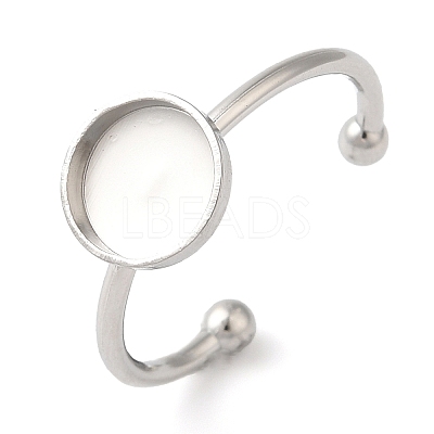 Non-Tarnish 304 Stainless Steel Flat Round Pad Ring Setting STAS-I306-05B-P-1