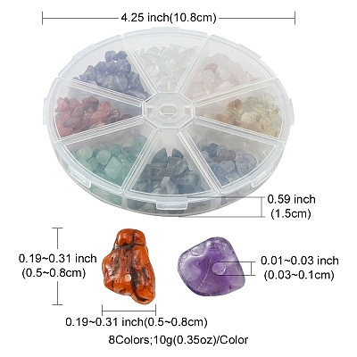 80G 8 Styles Natural & Synthetic Mixed Gemstone Chip Beads G-FS0005-50-1