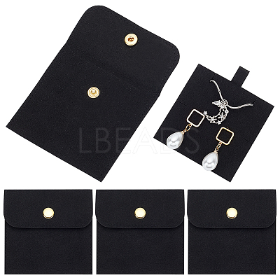 4 Sets Square Microfiber Packing Button Bags ABAG-WR0001-09C-1