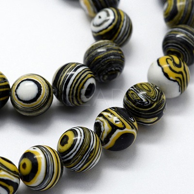 Synthetic Malachite Beads Strands G-I199-32-8mm-B-1