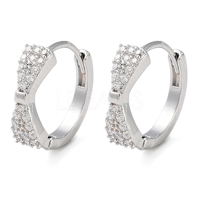 Brass Micro Pave Clear Cubic Zirconia Hoop Earrings LS-EJEW-S234-03P-1