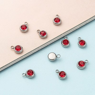 201 Stainless Steel Rhinestone Charms STAS-S068-07-1