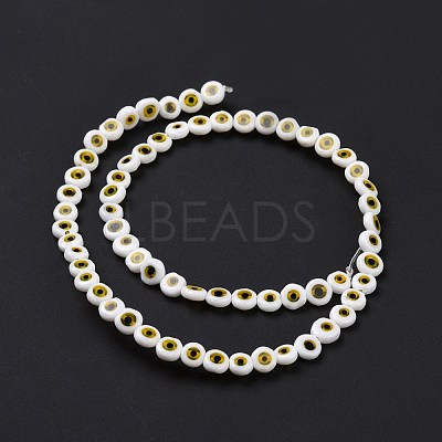 Handmade Evil Eye Lampwork Flat Round Bead Strands LAMP-L058-6mm-22-1