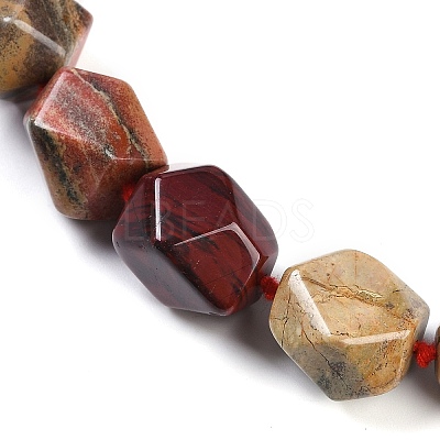 Natural Red Rainbow Jasper Nuggets Beaded Necklaces for Women Men NJEW-K388-01Q-1