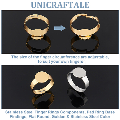 20Pcs 2 Styles Adjustable 304 Stainless Steel Finger Rings Components STAS-UN0057-19A-1