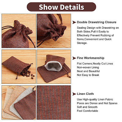 32Pcs 4 Colors Polyester Imitation Burlap Packing Pouches Drawstring Bags ABAG-PH0001-24-1