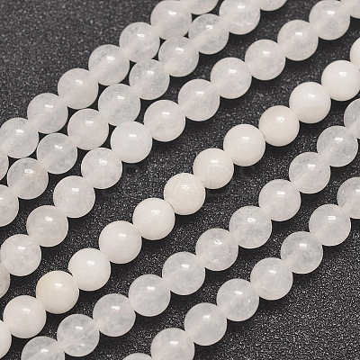 Natural Round White Jade Bead Strands G-P070-01-4mm-1