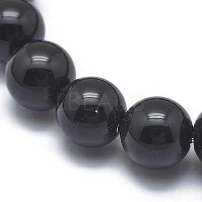 Synthetic Black Stone Bead Stretch Bracelets BJEW-K212-B-032-1