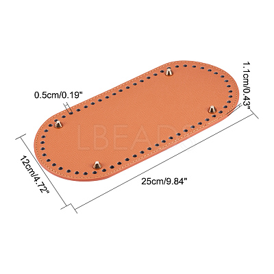 PU Leather Oval Long Bottom for Knitting Bag FIND-WH0032-01B-1