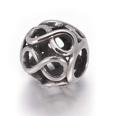 Hollow Retro 316 Surgical Stainless Steel European Style Beads OPDL-L013-29AS-1