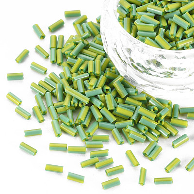 Opaque Colours Two Tone Seed Glass Bugle Beads SEED-T006-02A-02-1