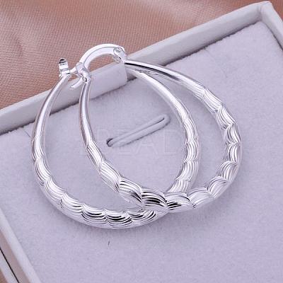 Women Big Earrings Silver Color Plated Brass Fancy Cut teardrop EJEW-BB11707-1