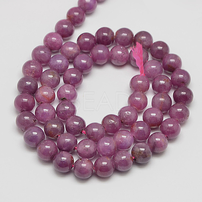 Natural Gemstone Ruby Round Beads Strands G-O017-8mm-06-1
