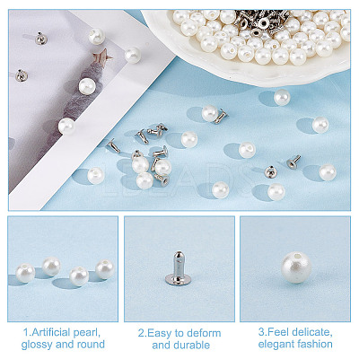 200 Sets ABS Plastic Imitation Pearl Rivet Studs KY-GO0001-06A-1