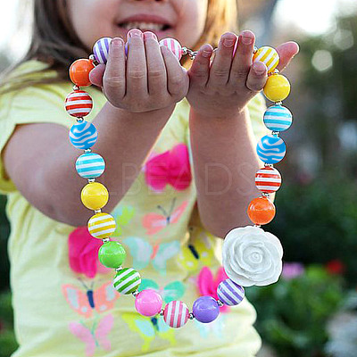 80Pcs 10 Colors Opaque Striped Acrylic Beads SACR-BT0001-02-1
