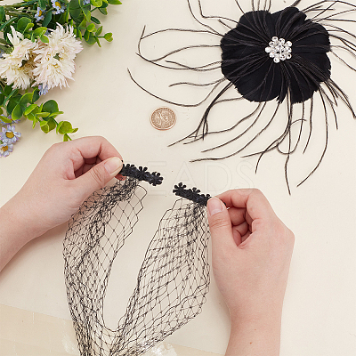 Bridal Wedding Mesh Feather Fascinator Hats Hair Chips OHAR-WH0011-47B-1