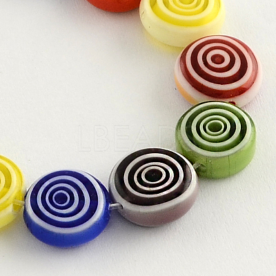 Flat Round Handmade Millefiori Glass Beads X-LK-R004-49-1