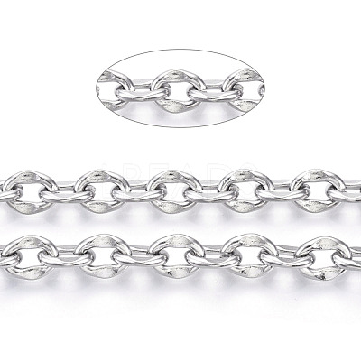Tarnish Resistant 304 Stainless Steel Dapped Cable Chains CHS-N001-04P-1