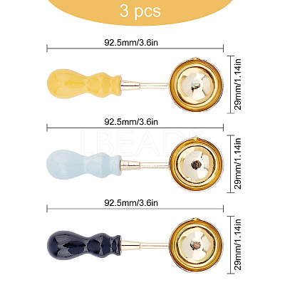 Beech Handle Wax Sealing Stamp Melting Brass Spoon TOOL-CP0001-11-1