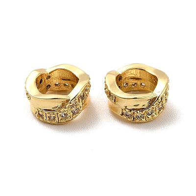 Criss Cross Rack Plating Brass Micro Pave Cubic Zirconia European Beads KK-C010-26-1