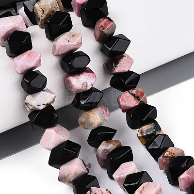 Natural Obsidian & Rhodonite Beads Strands G-N358-01A-04-1