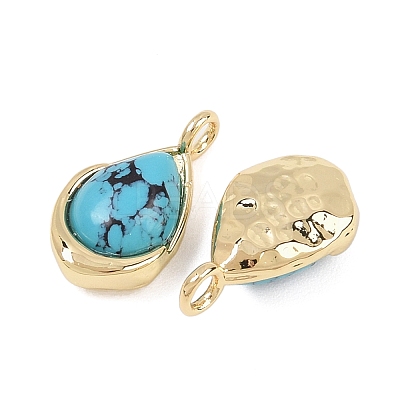 Synthetic Turquoise Teardrop Charms KK-B157-33D-G-1