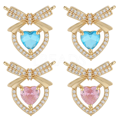 8Pcs 2 Colors Brass Micro Pave Cubic Zirconia Pendants KK-BBC0019-71-1