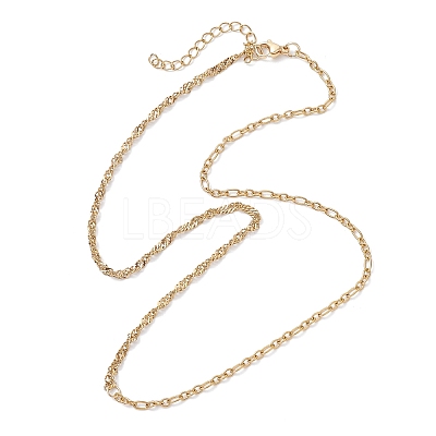 304 Stainless Steel Figaro Chain Singapore Chain Necklaces for Women NJEW-JN05591-1