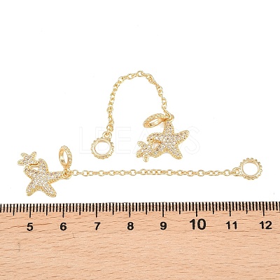 Double Starfish Brass Micro Pave Clear Cubic Zirconia Safety Chains KK-H257-06G-1