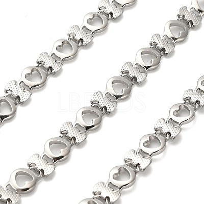 304 Stainless Steel Heart & Letter I Link Chains CHS-A016-58P-A-1