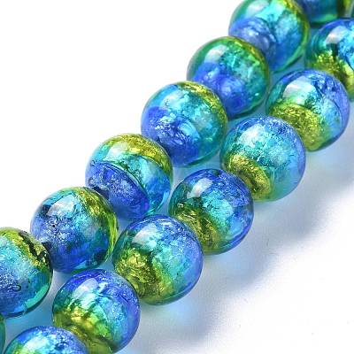 Handmade Silver Foil Lampwork Beads X-FOIL-K001-02A-10mm-1