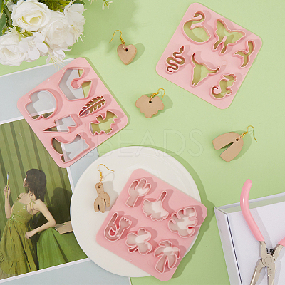 3Pcs 3 Styles Flower Grass Animal ABS Plastic Clay Cutters DIY-GF0009-42B-1