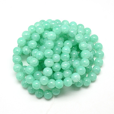 Baking Paint Crackle Glass Beads Strands X-DGLA-Q023-8mm-YS19-1