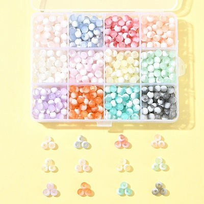 840Pcs 12 Colors Frosted Crackle Glass Beads GLAA-FS0002-17-1