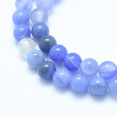 Natural Blue Chalcedony Beads Strands G-G765-30-6mm-1