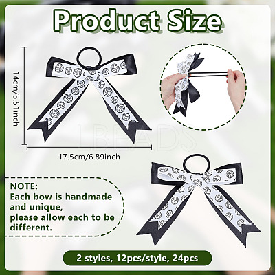 24Pcs 12 Style Polyester Hair Ties OHAR-PH00011-1