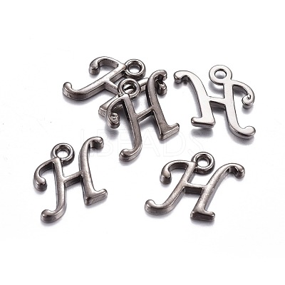Gunmetal Plated Alloy Letter Pendants PALLOY-J718-01B-H-1