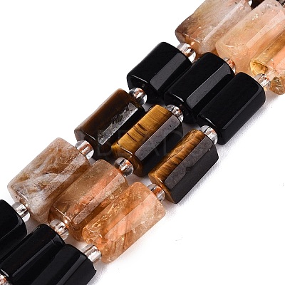 Natural Mixed Obsidian & Citrine & Tiger Eye Strands G-Q614-01A-05-1