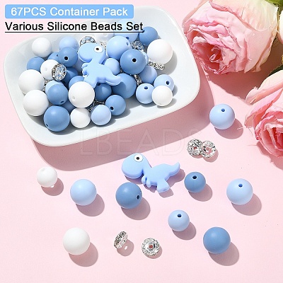 47Pcs 7 Styles Cartoon Silicone Beads FIND-YW0010-39A-1