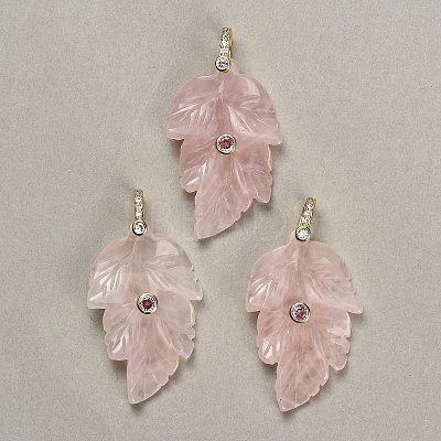 Natural Rose Quartz Pendants G-K372-06G-A05-1