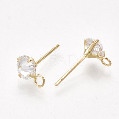 Brass Stud Earring Findings KK-T035-123G-1