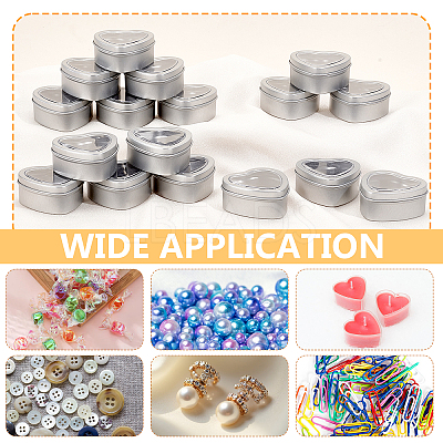 60Pcs Tinplate Packing Boxes with Visible Window Lid CON-WA0001-12-1