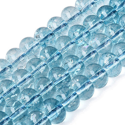 Crackle Transparent Glass Beads Strands GLAA-N074-02B-09-1