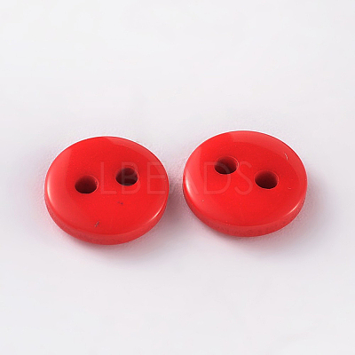 2-Hole Flat Round Resin Sewing Buttons for Costume Design BUTT-E119-20L-10-1