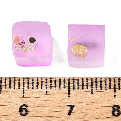 Frosted Glass Beads with Golden Glitter Powder LS-DGLA-NH001-8mm-01I-1